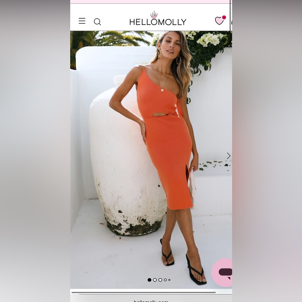 Hello Molly Orange Asymmetrical Sheath Midi Dress